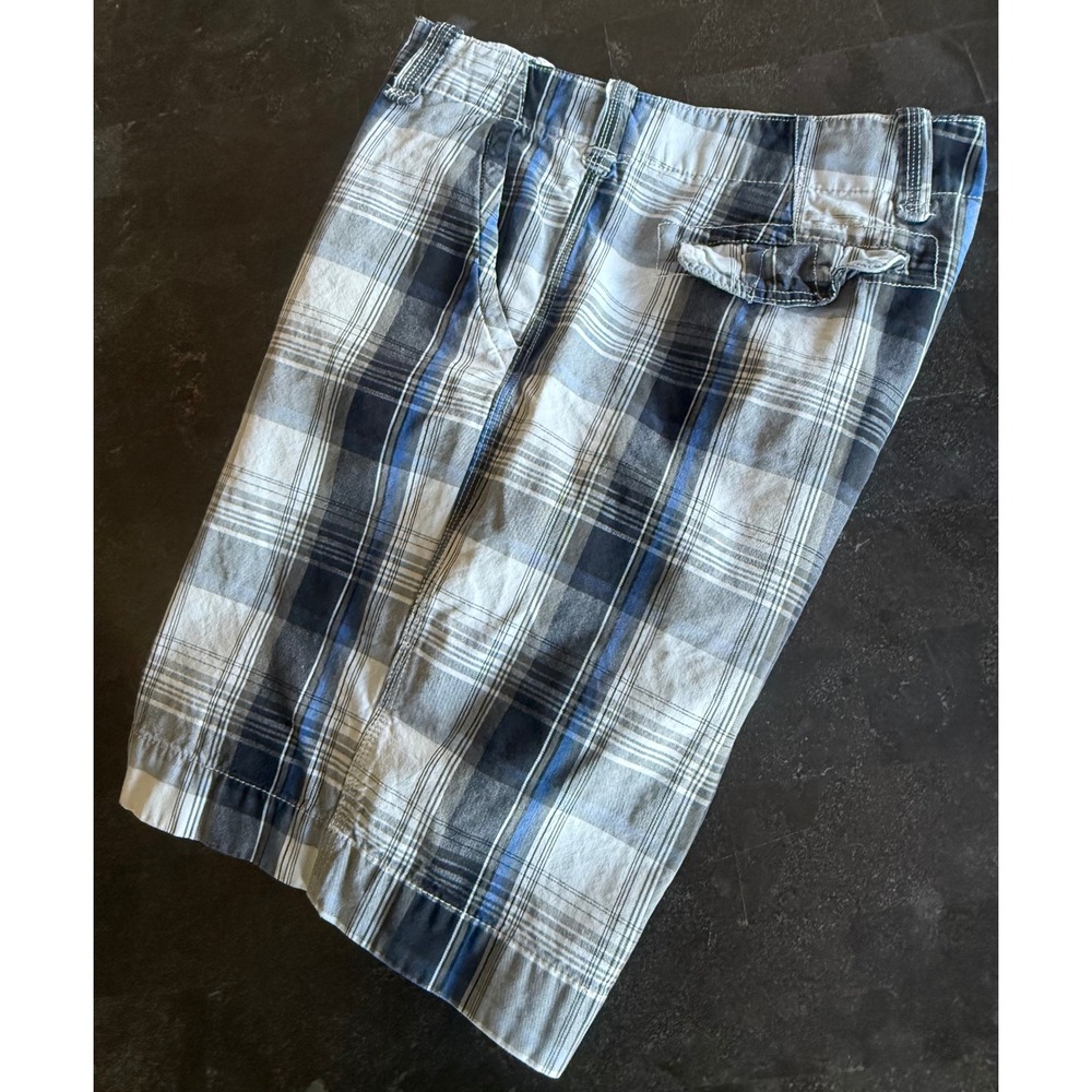 Plugg Co. Men's Plaid Shorts Size 38 Blue Gray White Casual Summer‎